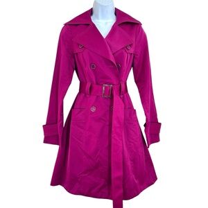 Rampage Vintage 90s Y2K Satin Fuchsia Trench Coat Size S